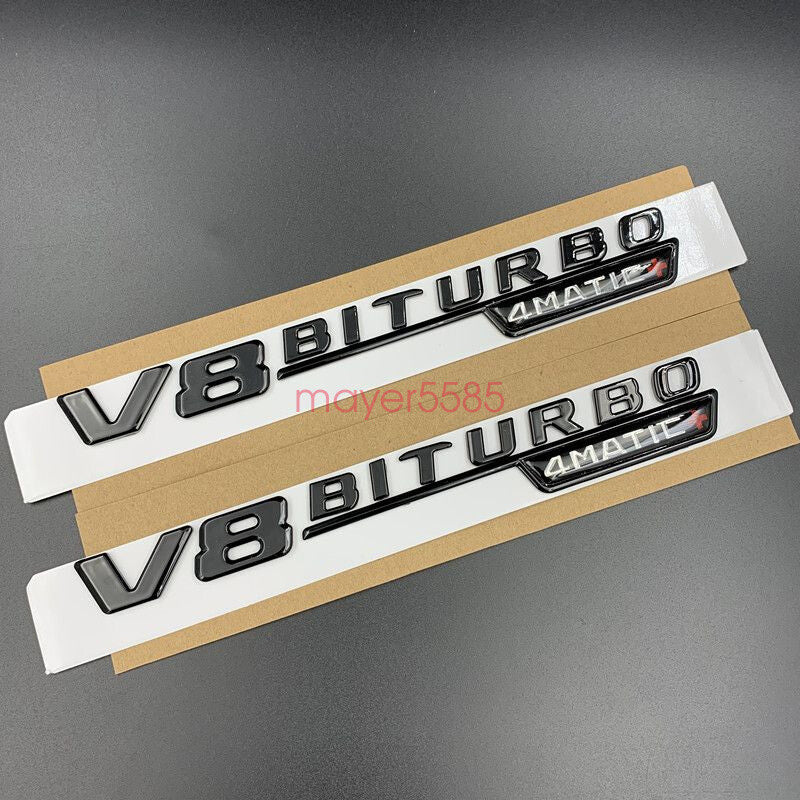 Glossy Black For Mercedes S63 AMG V8 BITURBO 4 MATIC Trunk Emblem Badge Sticker