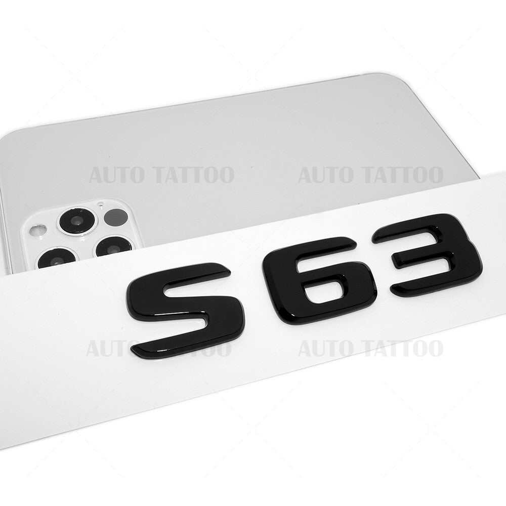 18-21 S 63 AMG Letter 3D Emblem Trunk Logo Nameplate Badge Decorate Gloss Black