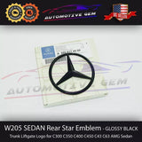 For MB C-Class W205 2015-2021 C300 C63 AMG Gloss Black Emblem Rear Trunk Lid