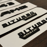 C43 AMG BITURBO 4MATIC Rear Star Emblem Gloss Black Set for Mercedes W205 SEDAN