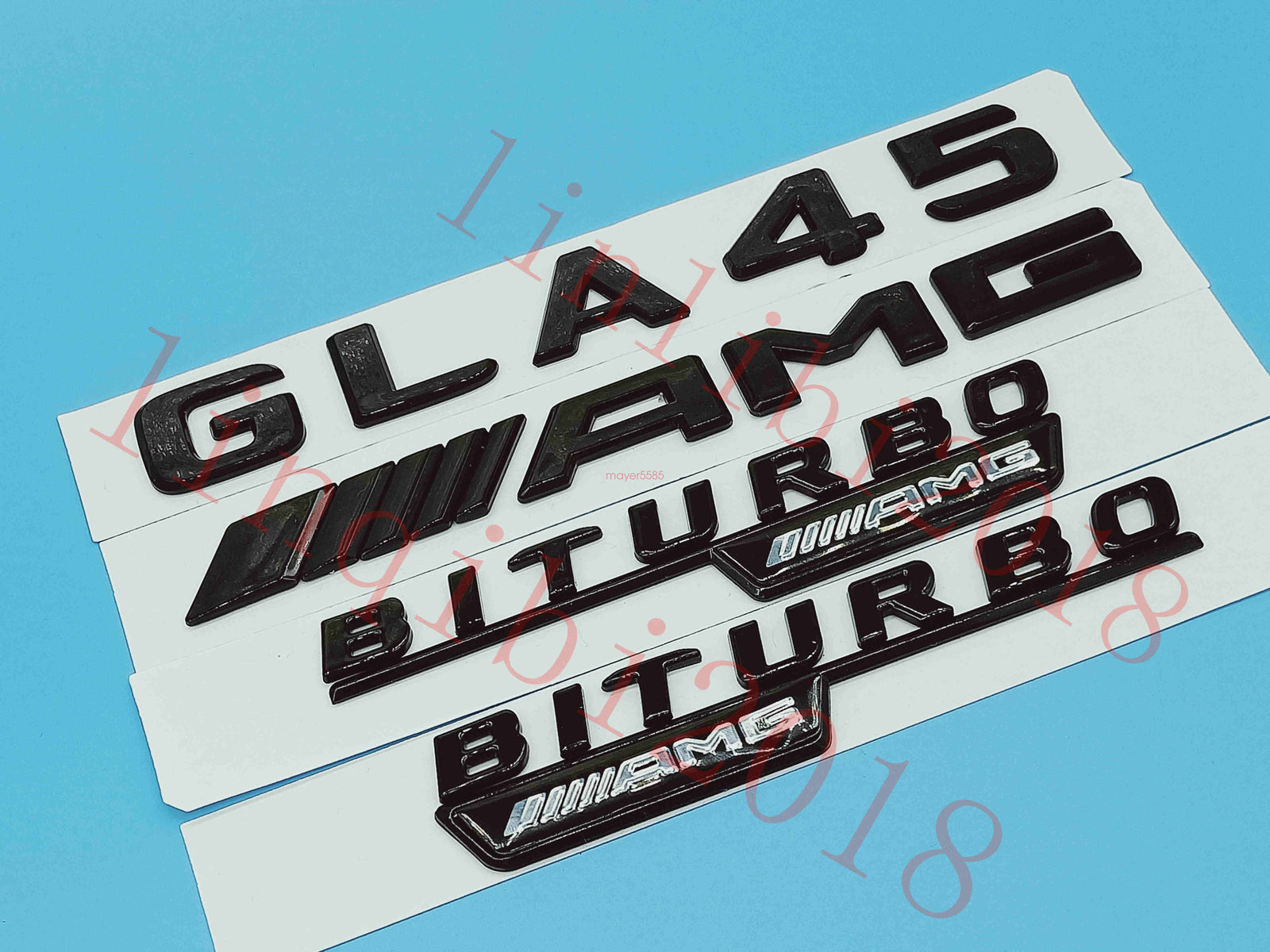 Gloss Black Flat " GLA45 AMG BITURBO" Trunk Embl Badge Sticker for Mercedes Benz