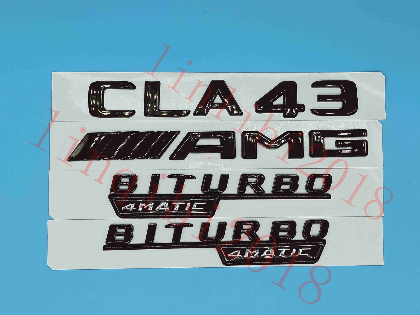 Flat Gloss Black "CLA43 AMG BITURBO" Emblem Badge Sticker for Mercedes Benz CLA