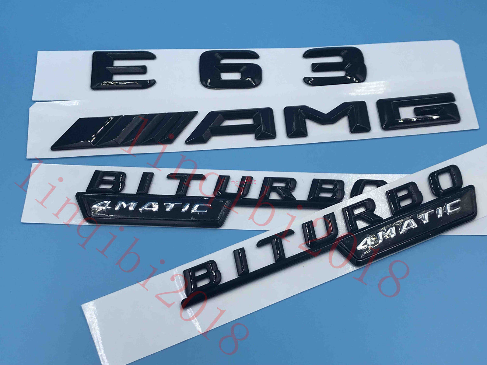 Gloss Black 3D "E63 AMG BITURBO 4 MATIC" Number Emblem Sticker for Mercedes-Benz