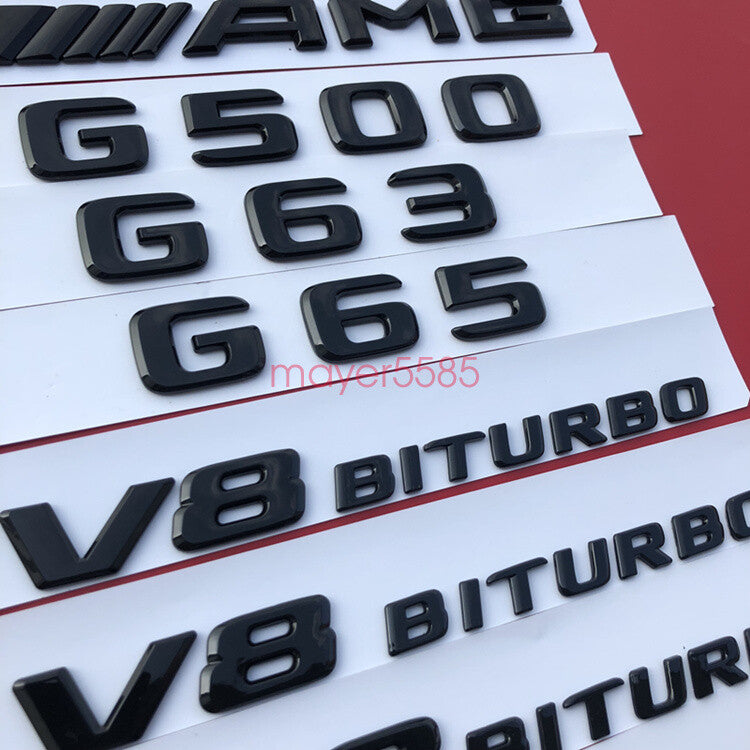 Gloss Black G65 AMG V12 BITURBO Trunk Emblem Badge Sticker for Mercedes Benz G65