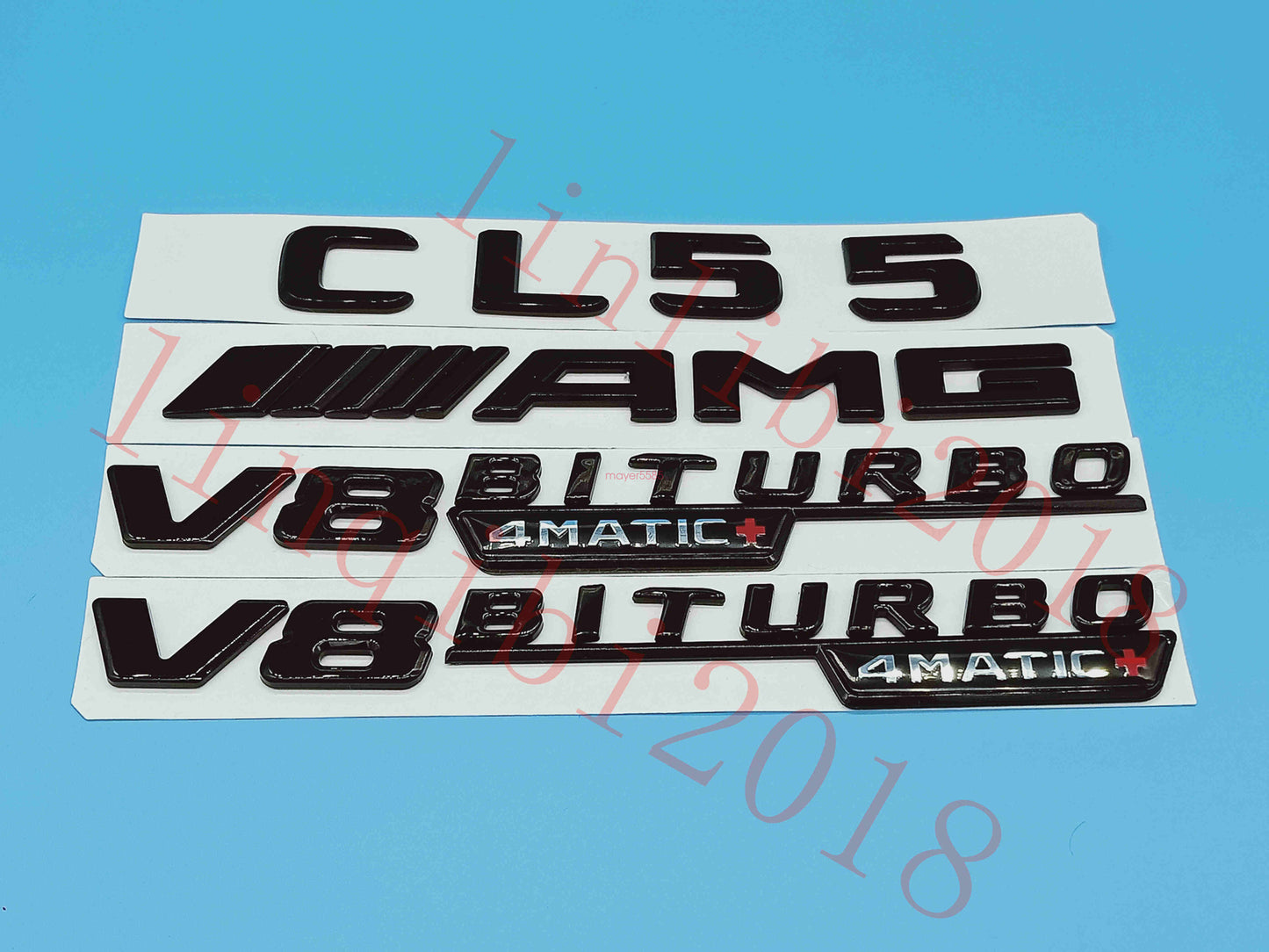 Gloss Black Flat CL55 AMG V8 BITURBO Trunk Embl Badge Sticker for Mercedes Benz