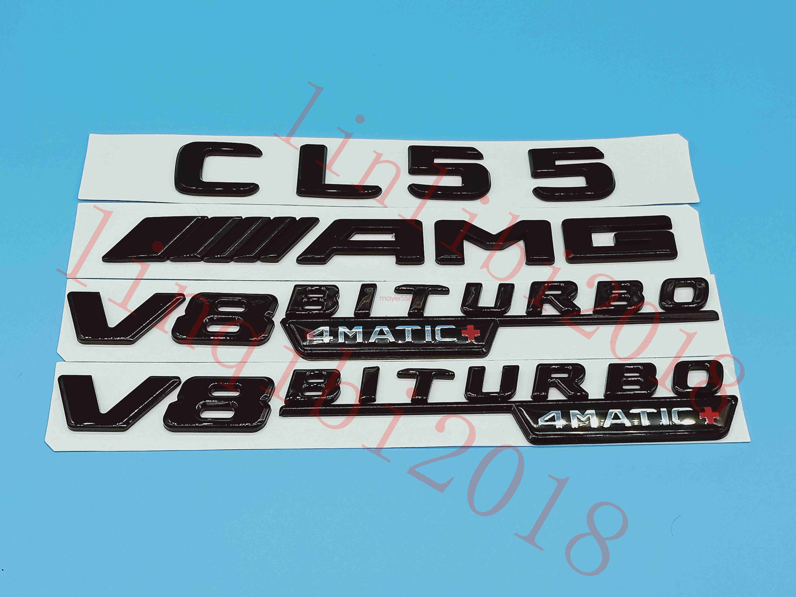Gloss Black Flat CL55 AMG V8 BITURBO Trunk Embl Badge Sticker for Mercedes Benz