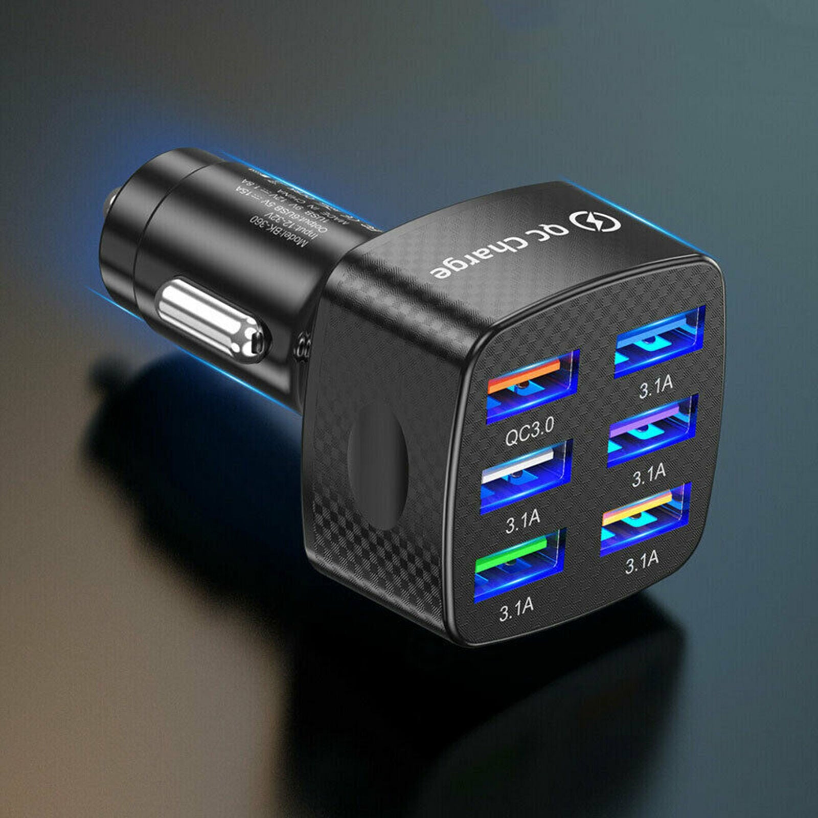 6 Port USB Phone Charger Adapter Fast Charging QC3.0 LED Display Car Accessories