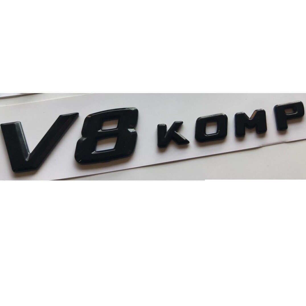 2 x Gloss Black Letters V8 KOMPRESSOR Emblem Badge Emblems for Mercedes Benz AMG