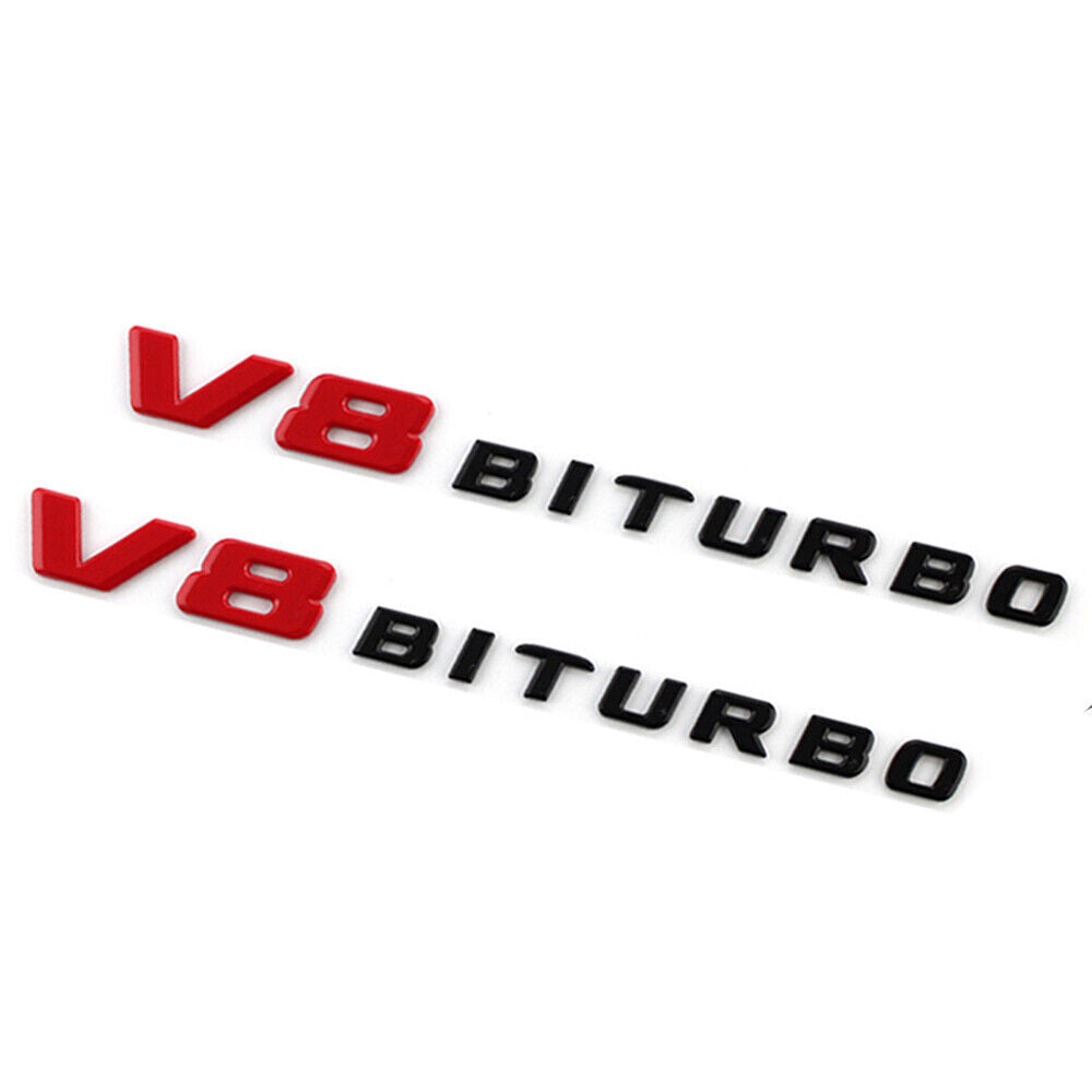 Gloss Black/Red V8 Biturbo AMG Side Decal Badge Sticker For AMG GT GTs GTc GTr