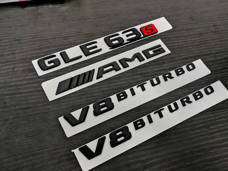 Gloss Black GLE63 AMG S V8 BITURBO PACKAGE Trunk Emblem Badge Sticker W166 C292