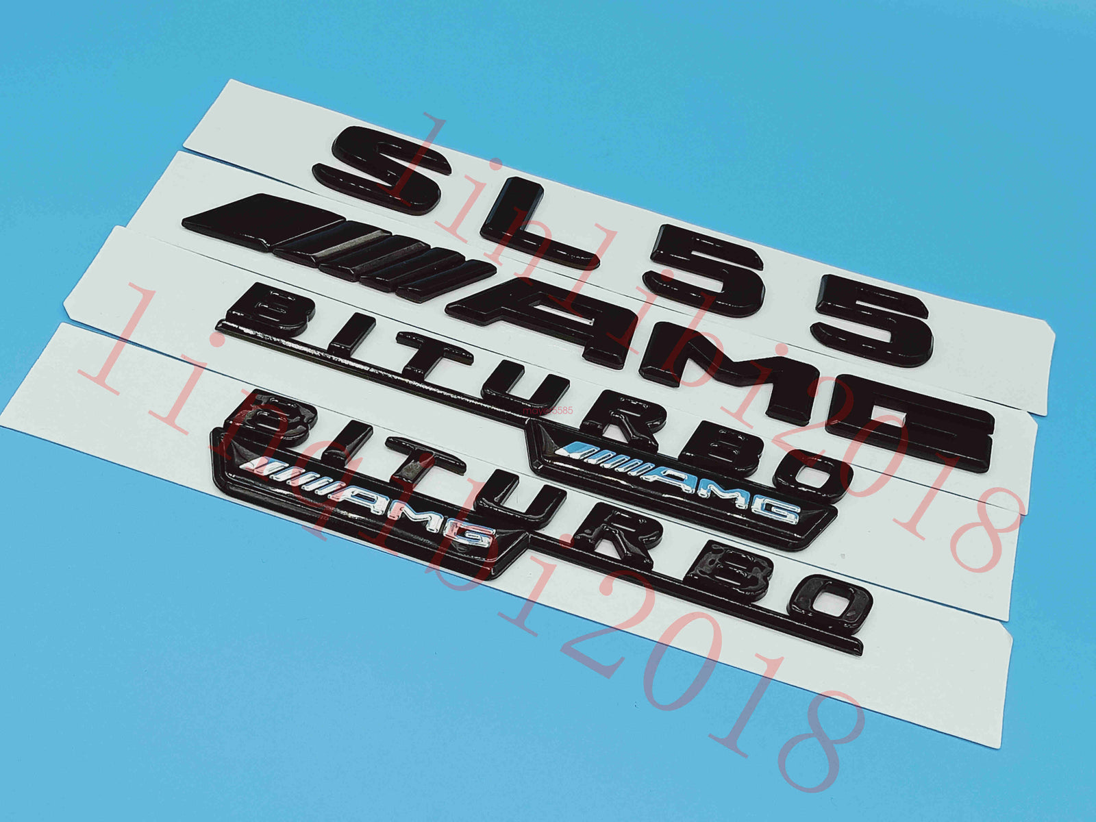 Gloss Black Flat " SL55 AMG BITURBO " Trunk Embl Badge Sticker for Mercedes Benz
