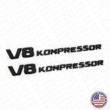 2x For Mercedes 03-11 Gloss Black V8 Kompressor Side Fender Marker Emblem Badge