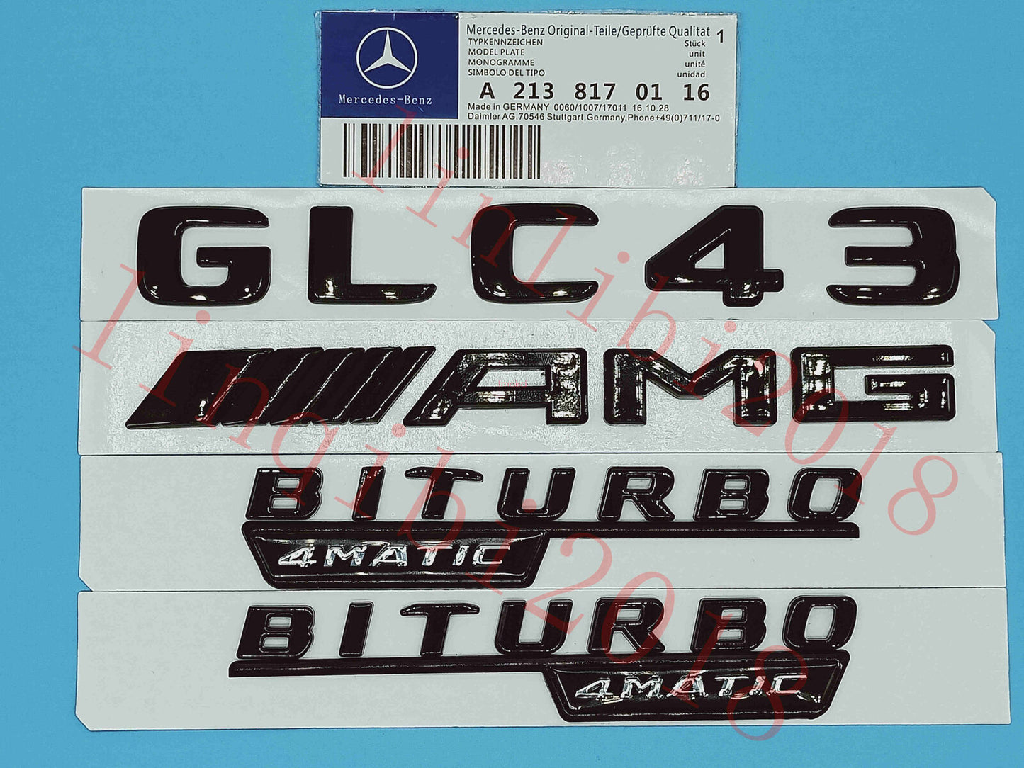 Flat Gloss Black "GLC43 AMG BITURBO" Emblem Badge Sticker for Mercedes GLC