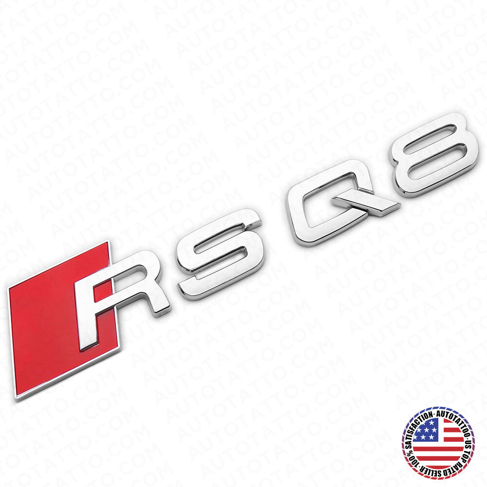 Audi RS Q8 OEM Chrome Rear Letter Liftgate Nameplate Trunk Emblem Badge Sport