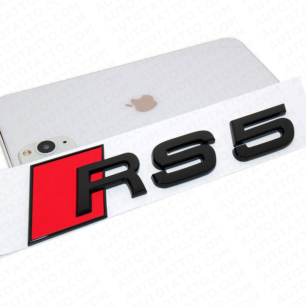 For Audi RS 5 Gloss Black Rear Letter Tail Badge Trunk Emblem Badge Logo Sport