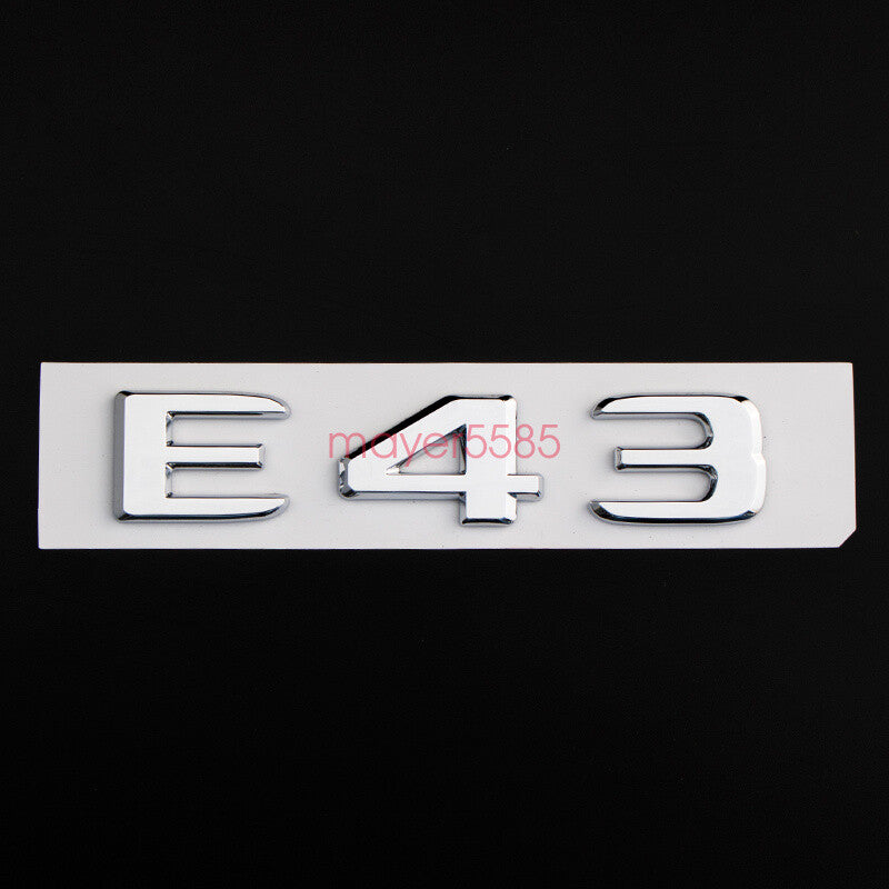 4pcs Chrome E43 AMG BITURBO 4 MATIC Trunk Emblem Badge Sticker for Mercedes Benz