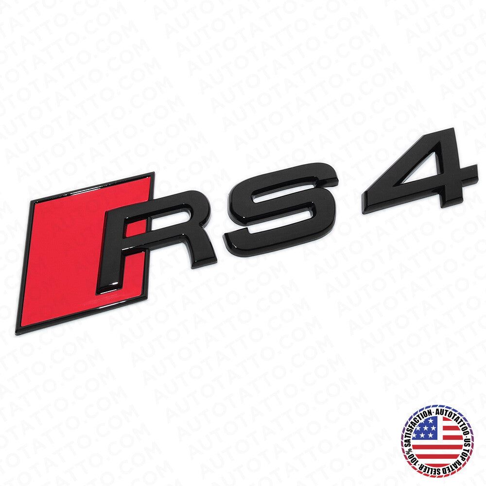 For Audi RS 4 Gloss Black Rear Letter Tail Badge Trunk Emblem Badge Logo Sport