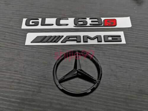 Black GLC63S AMG and Rear Star replacement PACKAGE Decal Badge Sticker X253 ONLY
