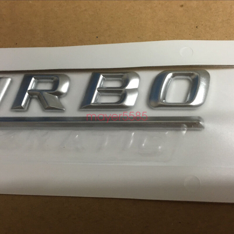 2x TURBO 4 MATIC Chrome Side Decal Badge Sticker for Mercedes-Benz C43 C63 E63