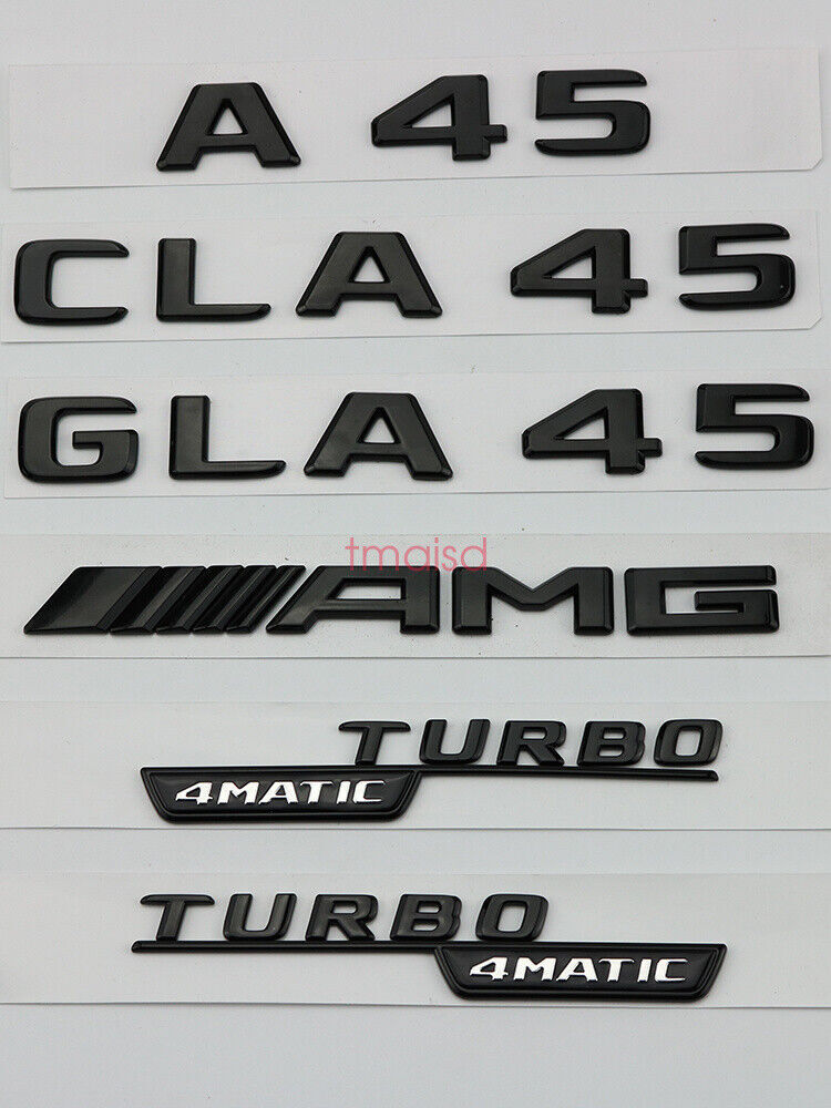 Matte black CLA45 AMG TURBO 4 MATIC Trunk Emblem Badge Sticker