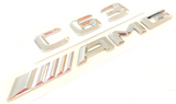 2X CHROME C63+AMG FOR MERCEDES C63 REAR TRUNK NAMEPLATE EMBLEM BADGE DECAL