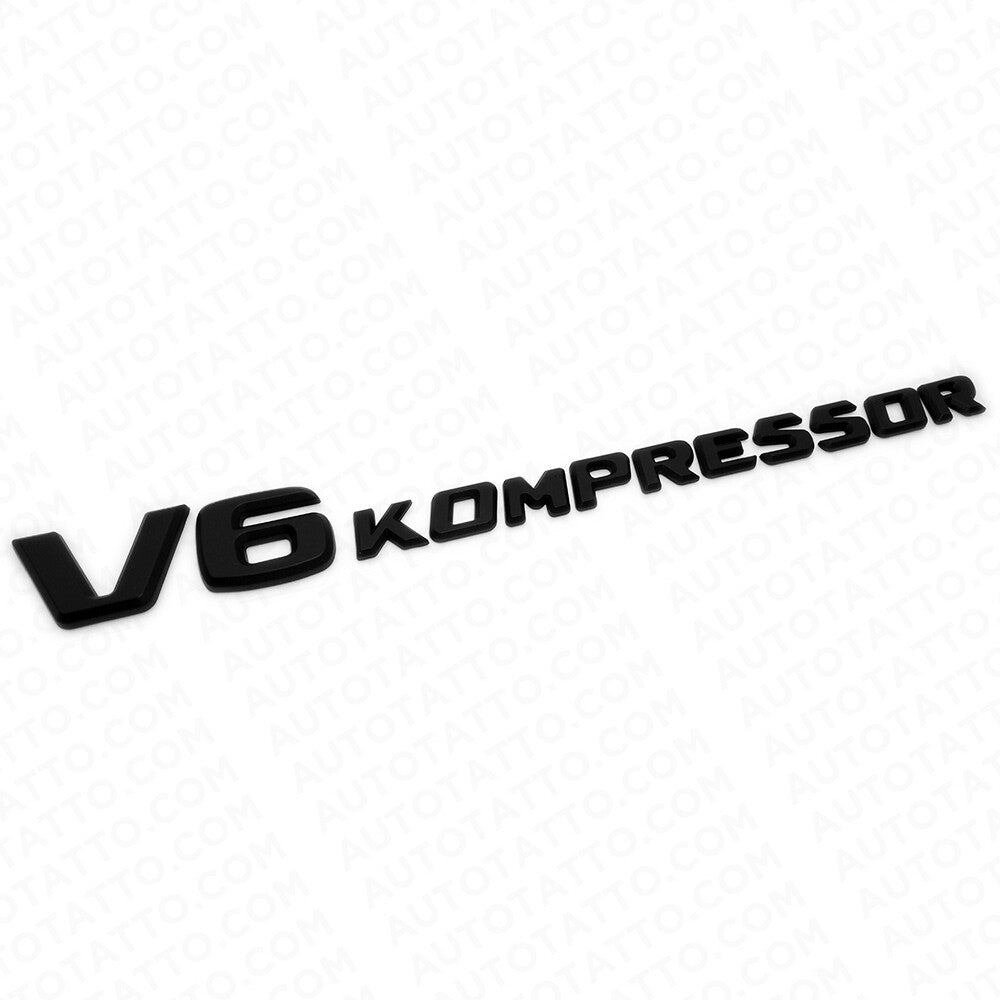 2x Mercedes 02-04 Matte Black V6 Kompressor Side Fender Logo Marker Emblem Badge