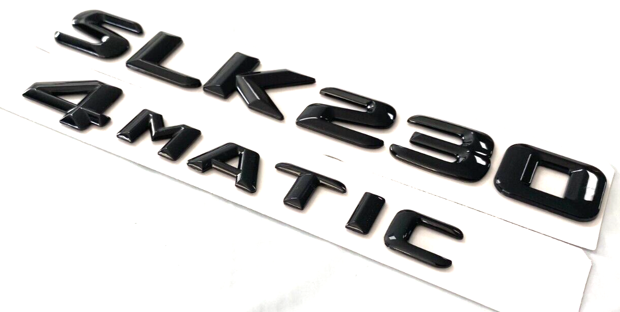 2X BLACK SLK230+4MATIC FOR MERCEDES SLK230 REAR TRUNK EMBLEM BADGE NAMEPLATE