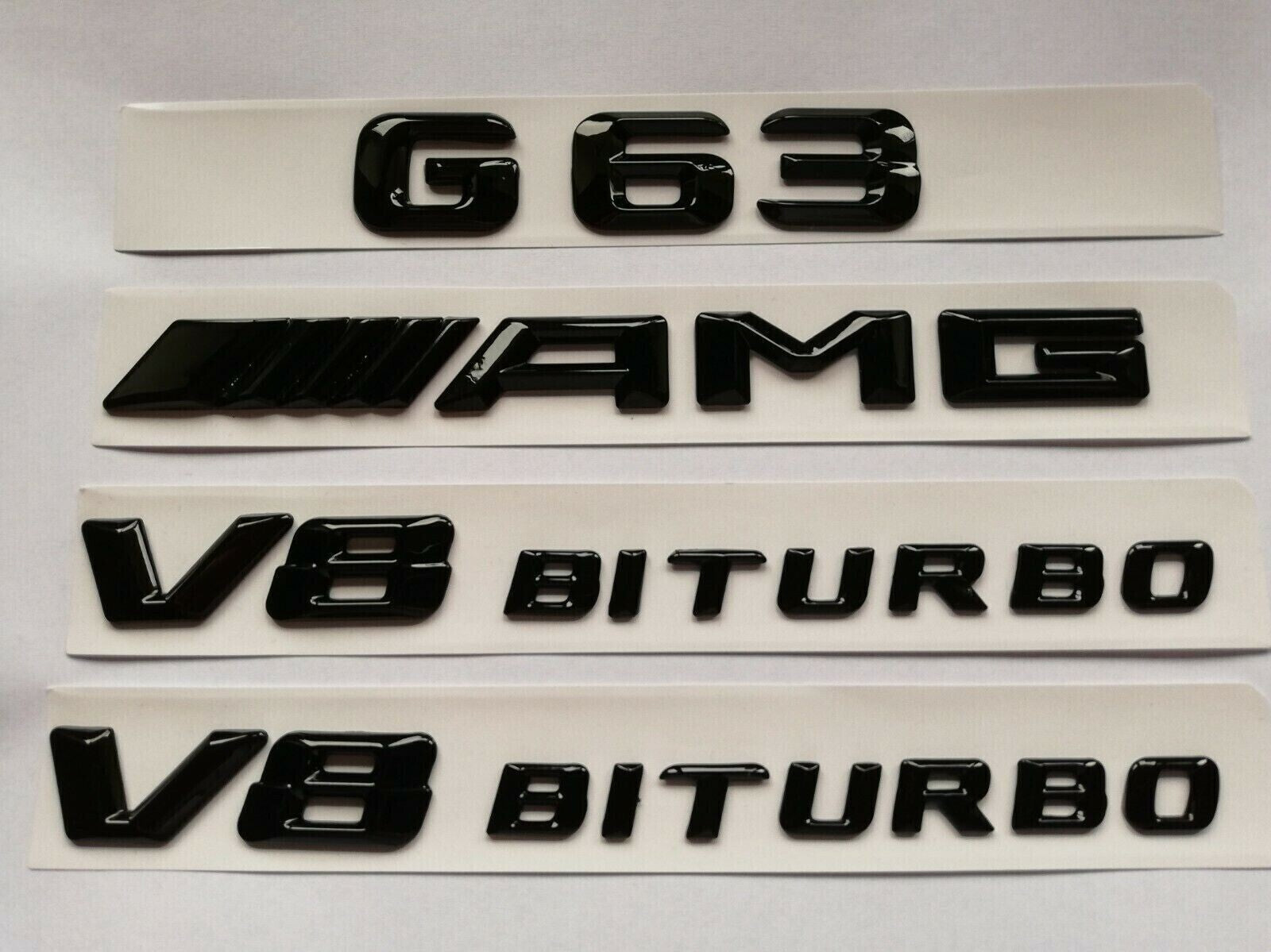GLOSS BLACK BADGES FOR Mercedes G-CLASS G63+AM-G+V8 BITURBO EMBLEMS