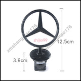 For Mercedes Benz Gloss Black Front Hood Ornament Star Mounted Emblem C E S AMG