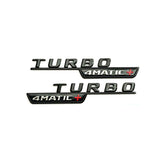 2Pc TURBO 4MATIC+ Plus AMG Fender Emblem Badge Gloss Black For MB E53 GLE53 GT53