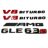 4x GLE63S AMG V8 BITURBO Gloss Black Red set Emblem Badge For MB W166 W177 C292
