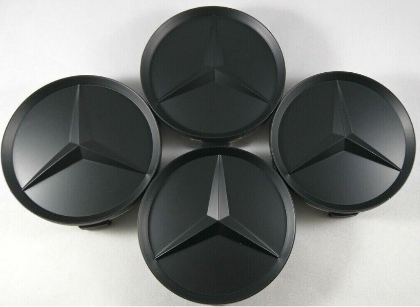 4x75mm RARE Mercedes Full Black MATTE Wheel Centre Hub Caps E S M Class ML CLA