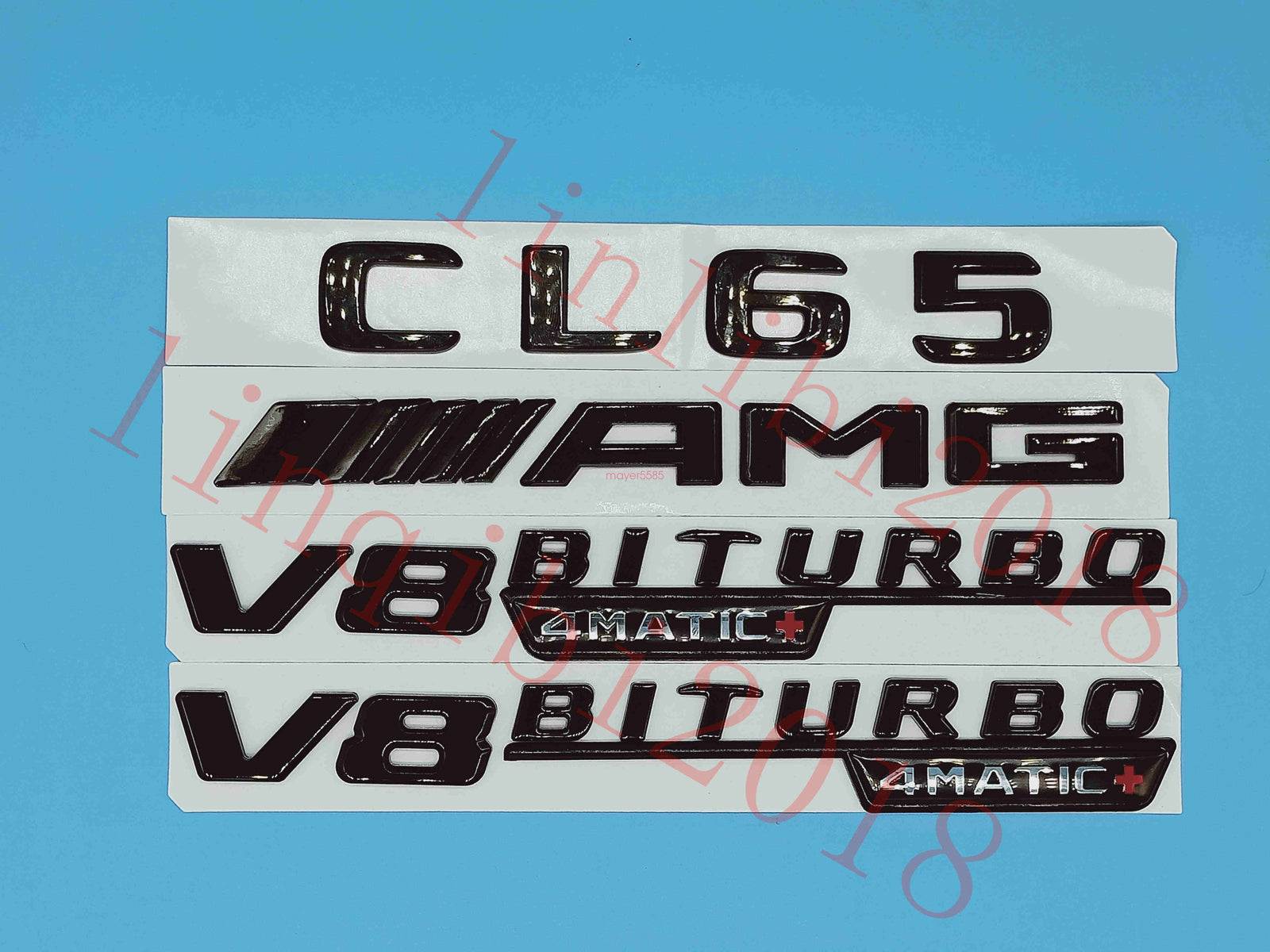Gloss Black Flat CL65 AMG V8 BITURBO Trunk Embl Badge Sticker for Mercedes Benz