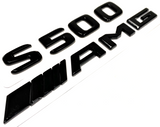 S500 + AMG BLACK FOR MERCEDES REAR TRUNK EMBLEM BADGE NAMEPLATE DECAL NUMBERS