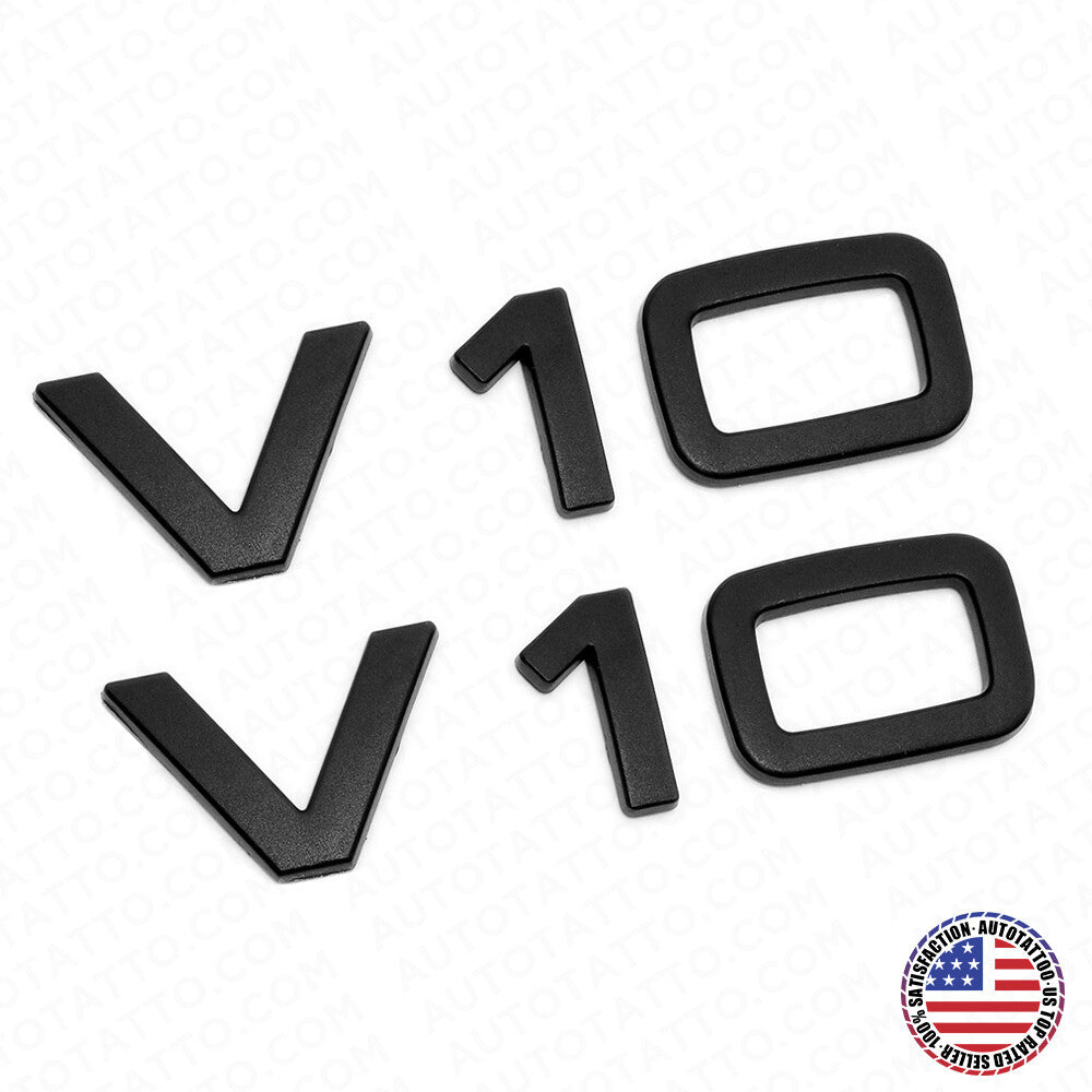 2x Audi Matte Black V10 Side Fender Marker Letter Nameplate Emblem Badge Sport