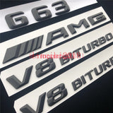 Matt Black G63 + AMG + V8 BITURBO Trunk Emblem Badge Sticker for Mercedes Benz