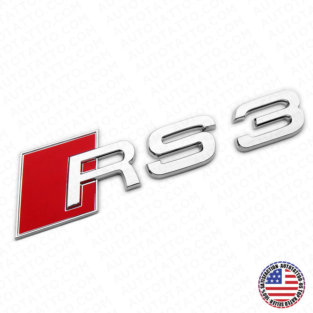 For Audi RS3 OEM Chrome Rear Letter Tail Badge Trunk Emblem Badge Logo Sport