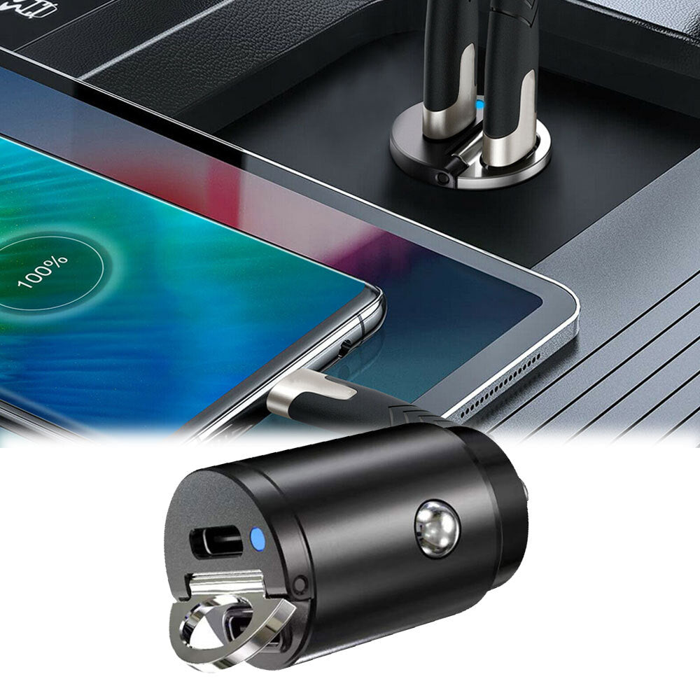 Mini Dual USB Type C PD 30W Car Phone Charger Adapter Fast Charging Accessories