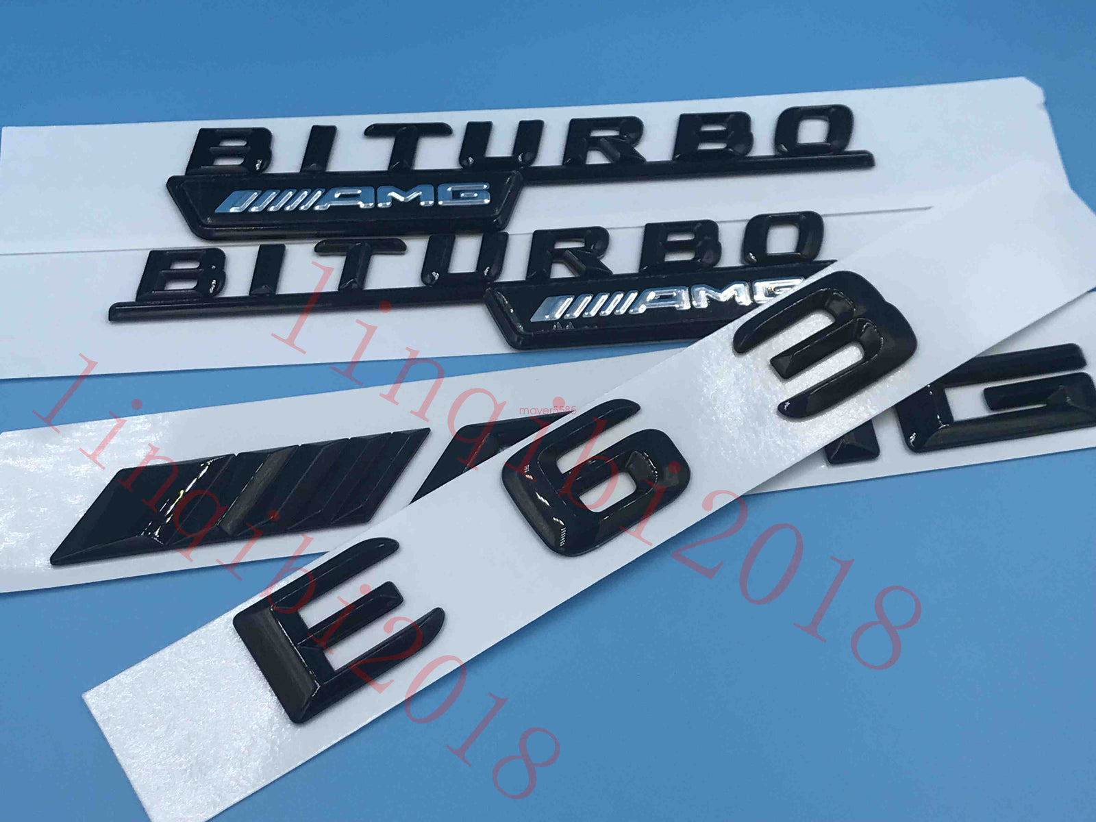 Gloss Black 3D "E63 AMG BITURBO ///AMG" Number Emblem Sticker for Mercedes-Benz
