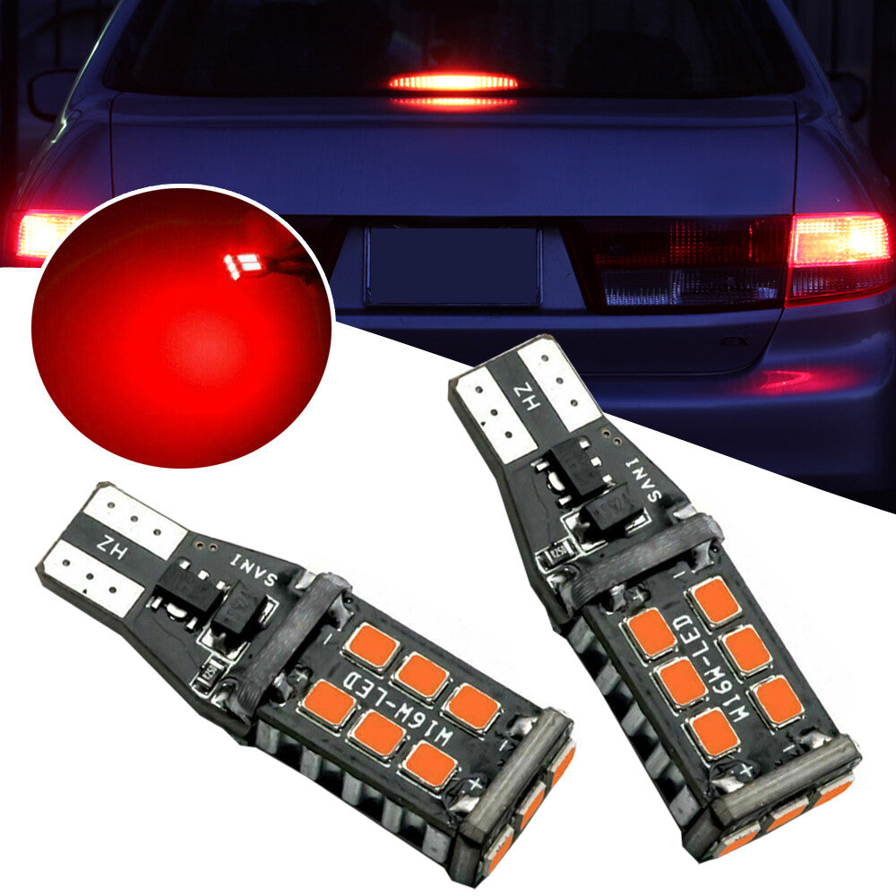 2x Red T15 912 921 Car LED High Mount Stop 3RD Brake Light Bulbs