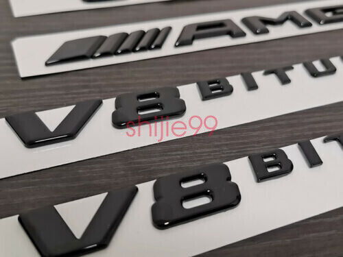 Gloss Black C63S AMG V8 BITURBO Star PACKAGE Trunk Emblem Badge Sticker C63 W205