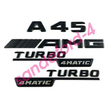 Black A45 AMG TURBO 4MATIC Trunk Fender Letters Badges Emblems for Mercedes  ben