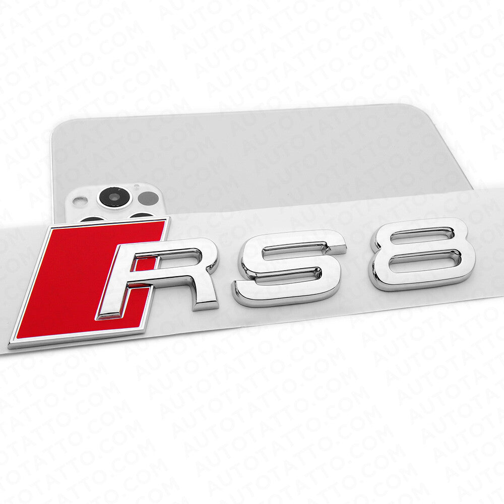 Audi RS 8 OEM Chrome Rear Letter Tail Nameplate Trunk Emblem Badge Sport
