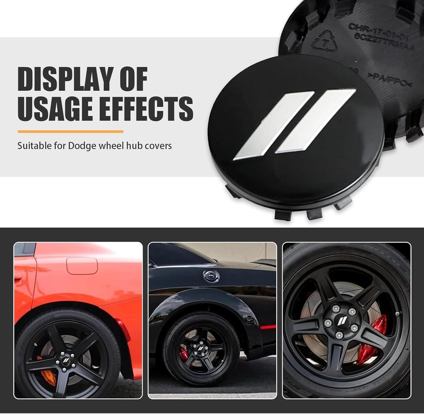 4pc Set 63mm White Slash Wheel Center Caps For Dodge Charger Challenger Durango