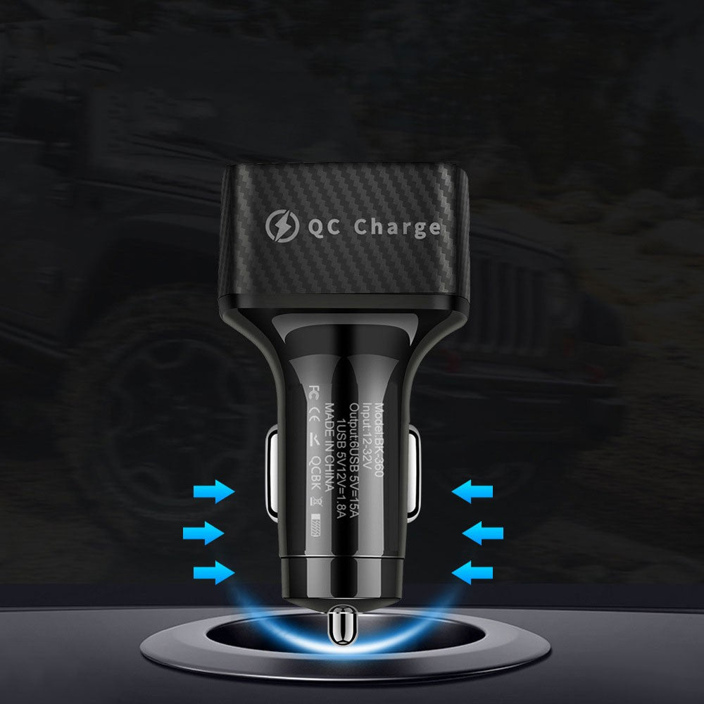 USB 6 Ports Car Charger Adapter LED Display QC 3.0 Fast Charging Accessories