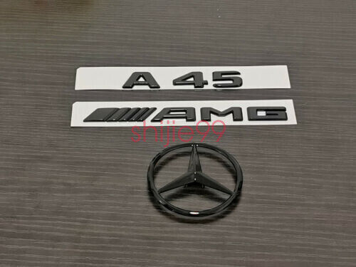 Gloss Black A45 AMG and Rear Star replacement PACKAGE Badge Sticker W176 A Class