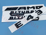 Gloss Black " E43 AMG BITURBO ///AMG " Number Emblem Sticker for Mercedes-Benz
