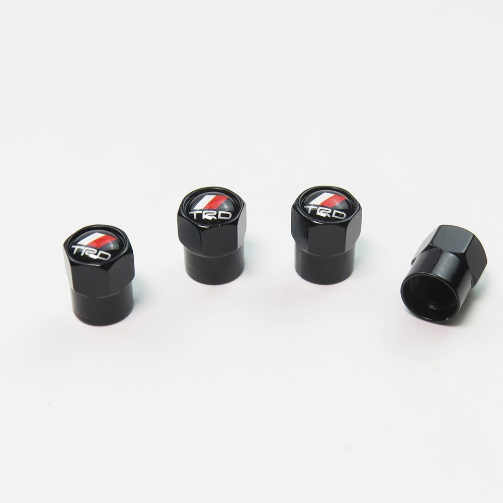 Toyota Compatible with TRD 4Pcs Tire Valve Stem Caps Anodized Aluminum Set - Black