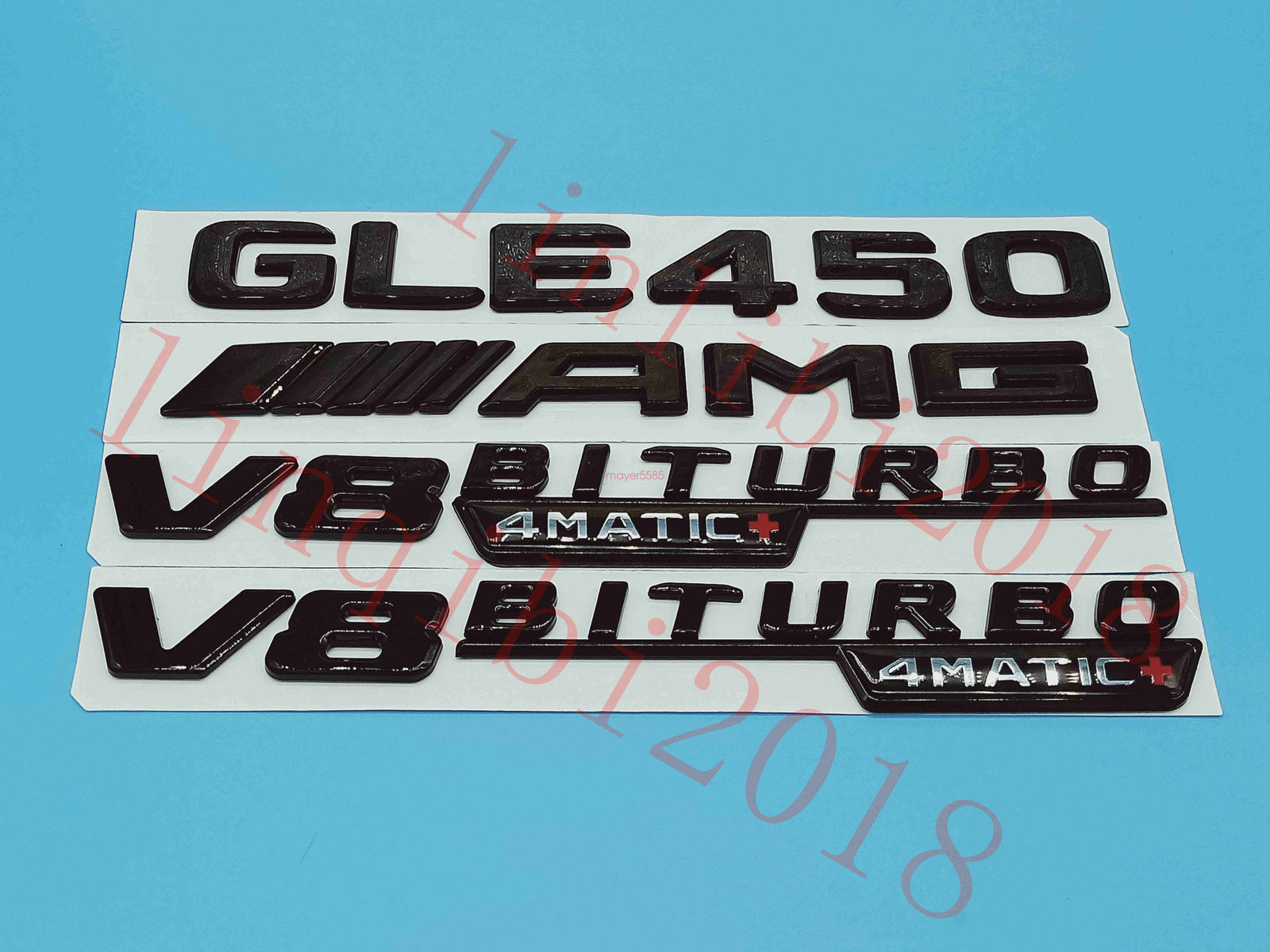 Gloss Black GLE450 AMG V8 BITURBO Trunk Embl Badge Sticker for Mercedes Benz