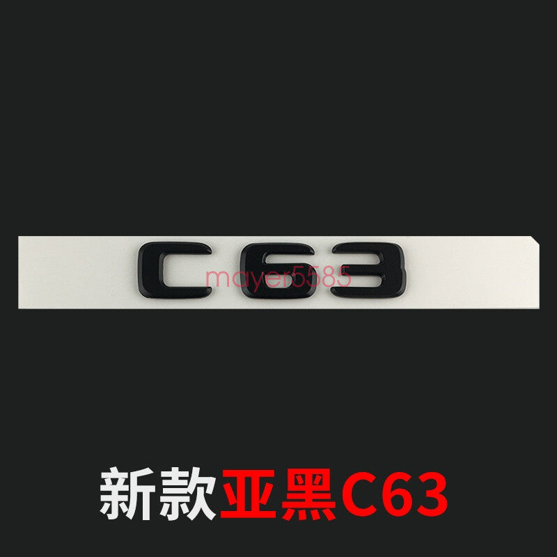 C63 AMG V8 BITURBO Trunk Emblem Badge Sticker for Mercedes Benz Matte black